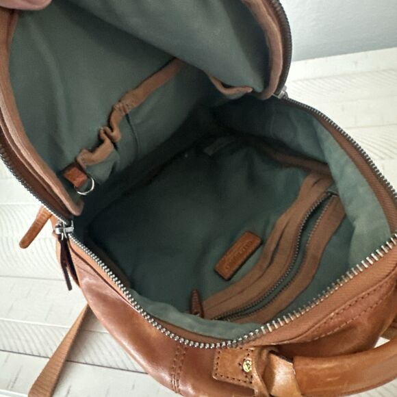 Old Tend backpack Brown 100% Eco Genuine Leather Studded Embellished Modern - Picture 9 of 12